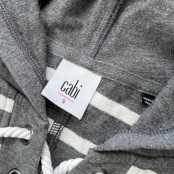 Cabi Women's Striped Lace Up Neckline Windward Hoodie - Picture 3 of 7